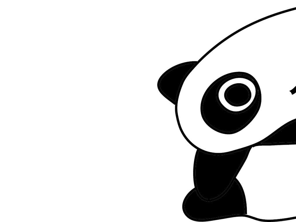 kawaii panda, black and white line drawing, cartoon panda, SD Desktop Wallpaper