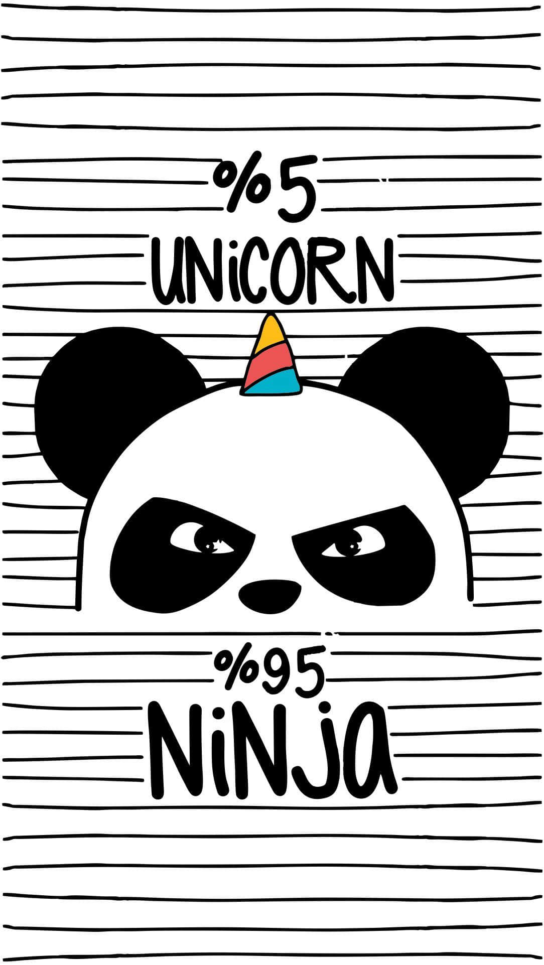 Kawaii Panda, rainbow horn, police lineup stripe background, Full HD Phone Wallpaper