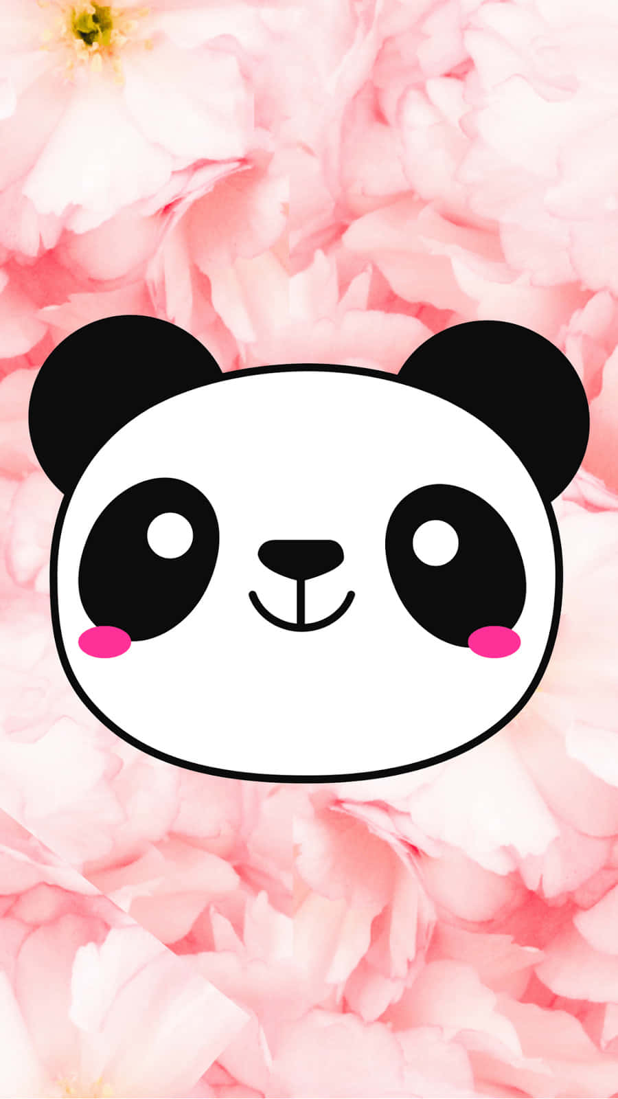 kawaii panda, pink cheeks, soft pink peony flower background, HD Phone Wallpaper