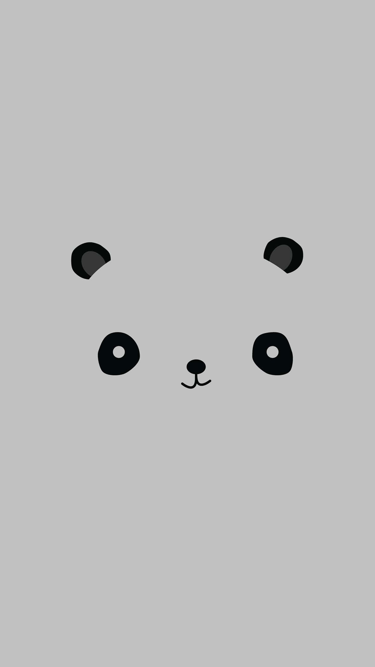 panda bear, gray background, black and white, Full HD Phone Wallpaper