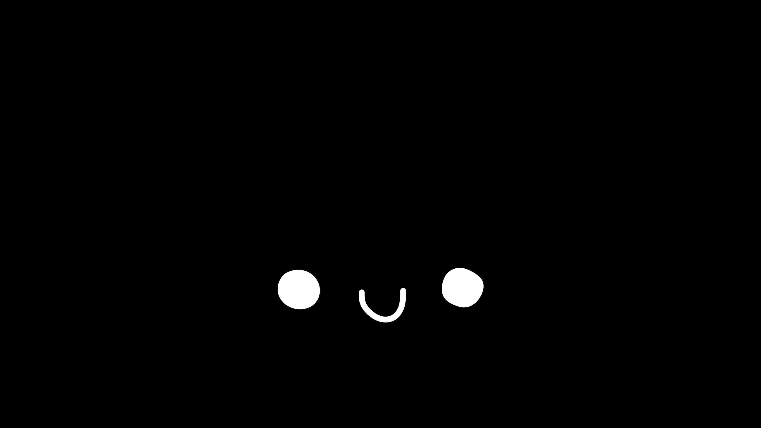 kawaii black smile, minimalist white smiley face, two dots, 2K Desktop Wallpaper
