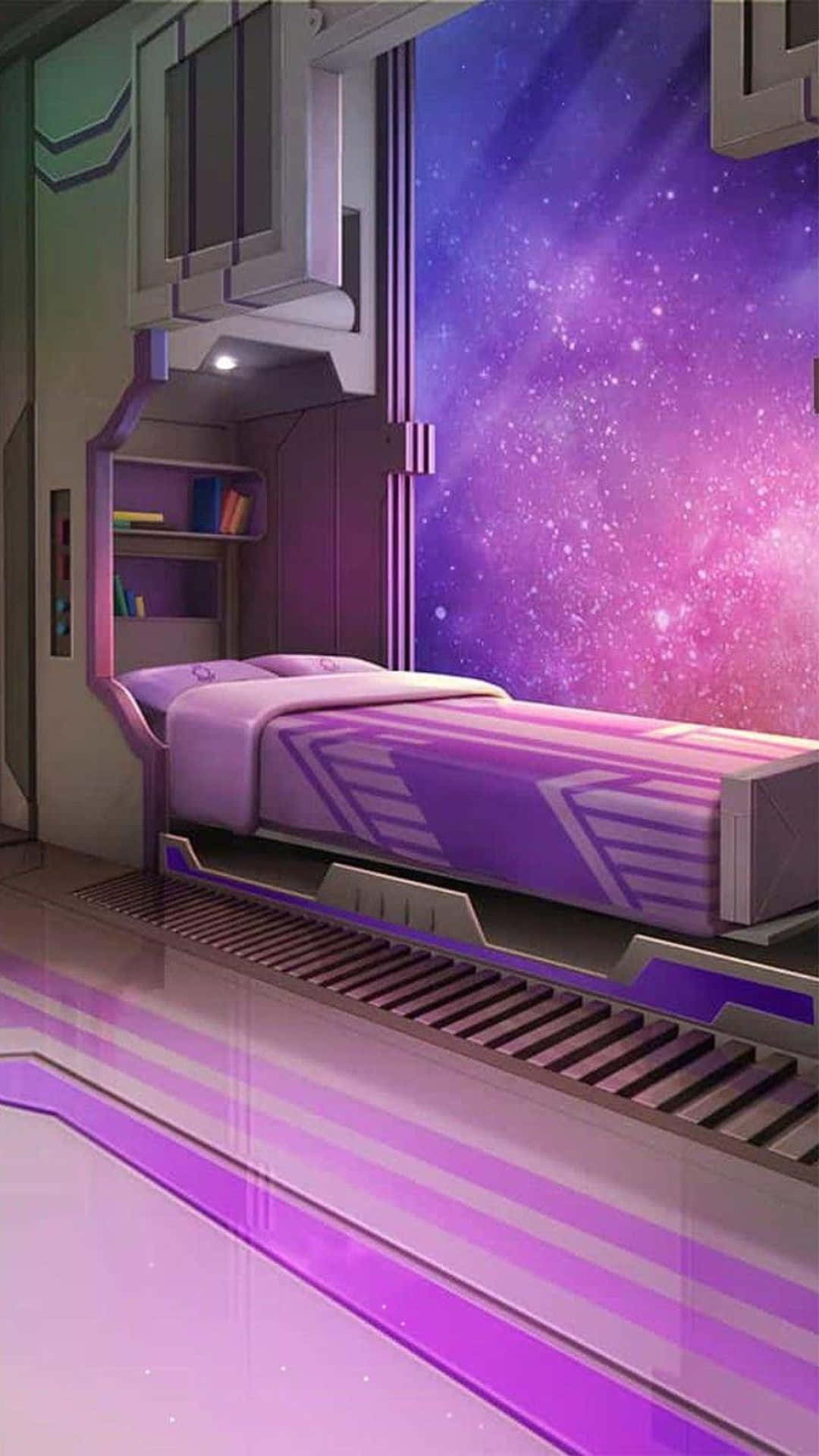 kawaii room, futuristic bedroom, sleek bed, Full HD Phone Wallpaper