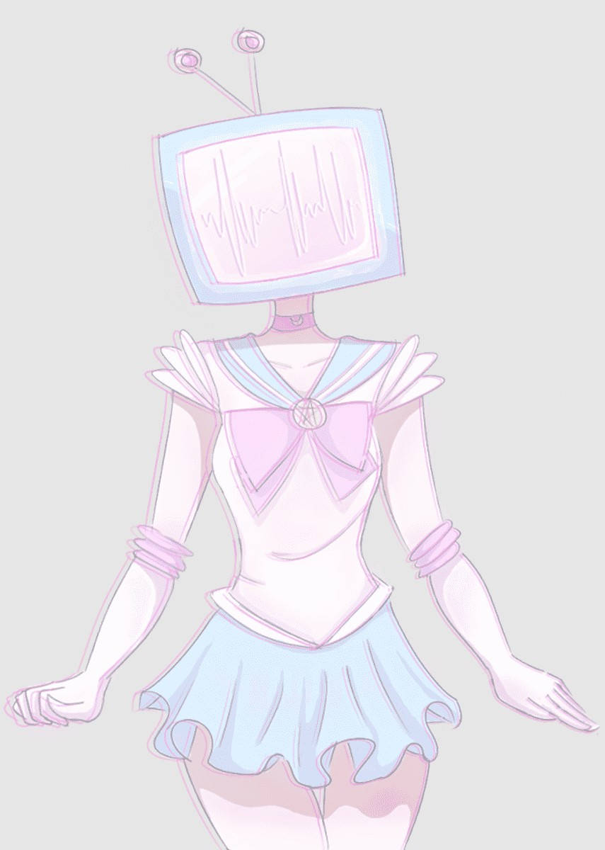 Kawaii Pastel Aesthetic, pastel sailor outfit, vintage TV, SD Phone Wallpaper
