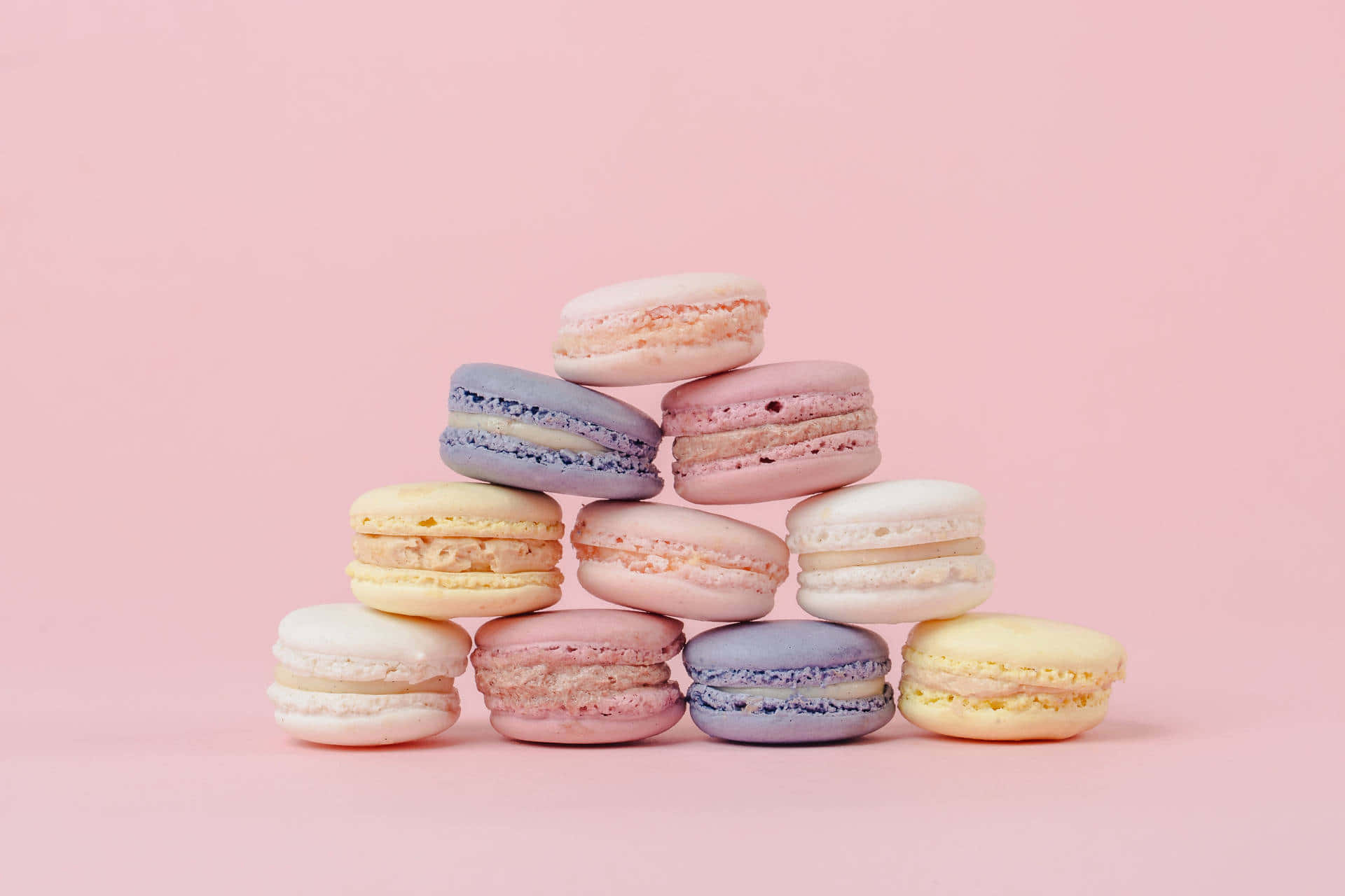 pastel-colored macarons, soft pink background, kawaii pastel laptop, Full HD Desktop Wallpaper