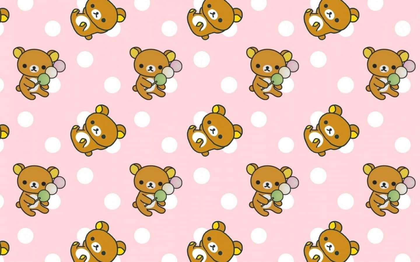 kawaii pastel laptop, soft pastel colors, brown bears, HD Desktop Wallpaper