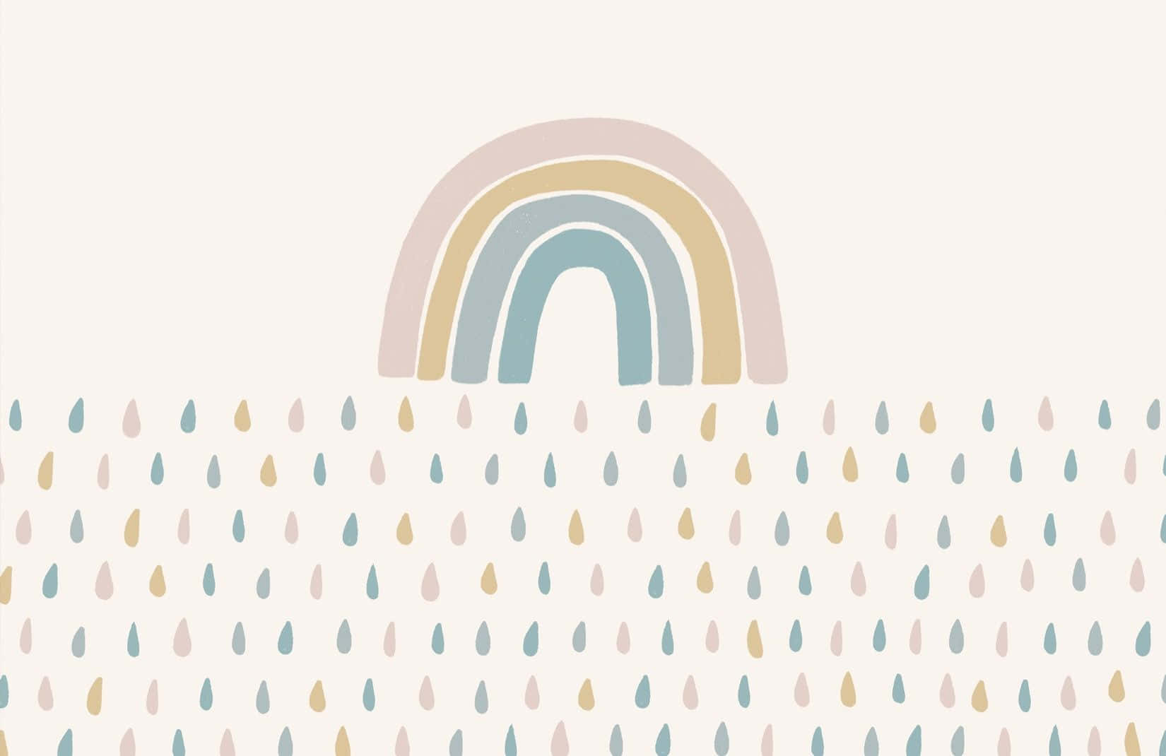 kawaii pastel laptop, pastel rainbow, colorful raindrops, HD Desktop Wallpaper