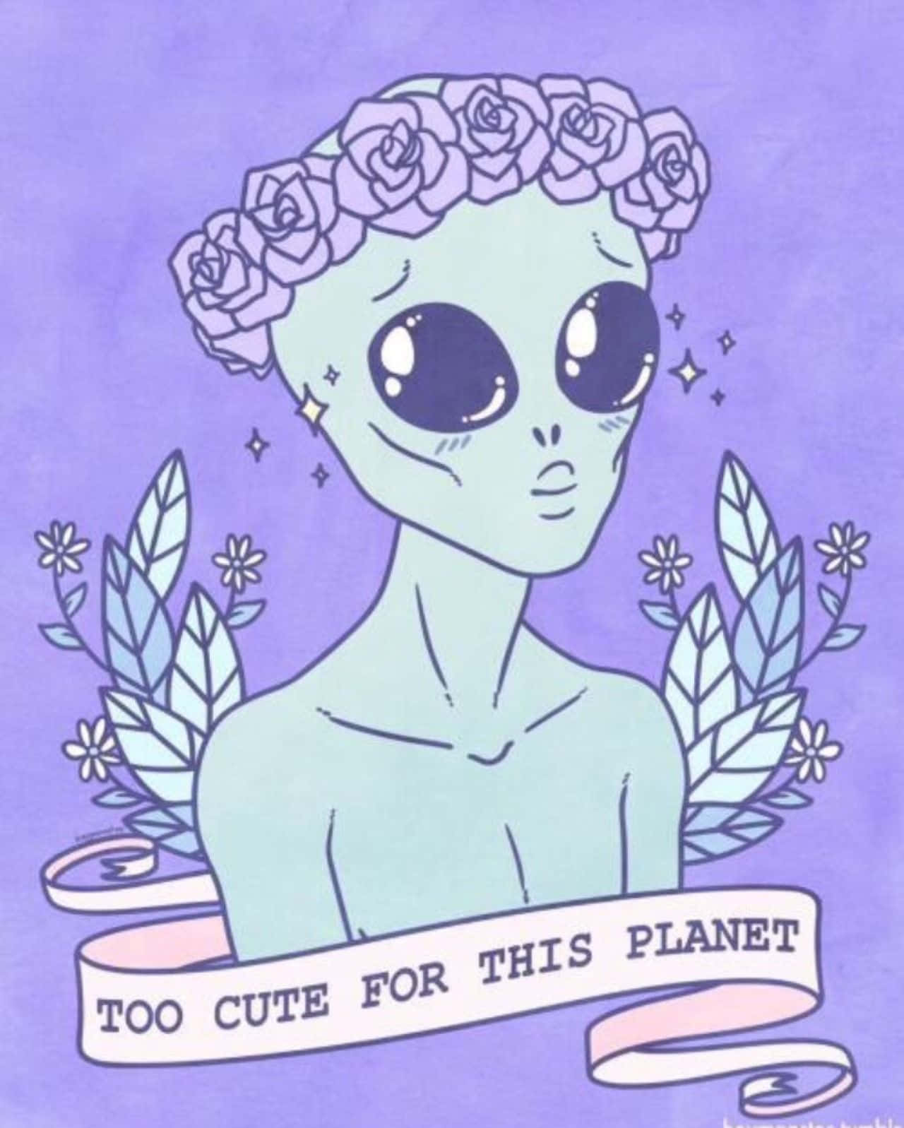 pastel laptop, kawaii, cute alien, HD Phone Wallpaper