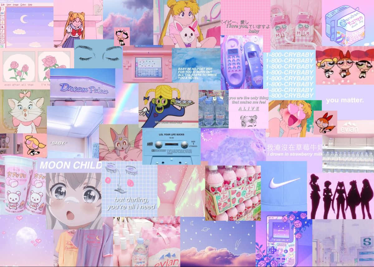 kawaii pastel laptop, pink, purple, SD Desktop Wallpaper