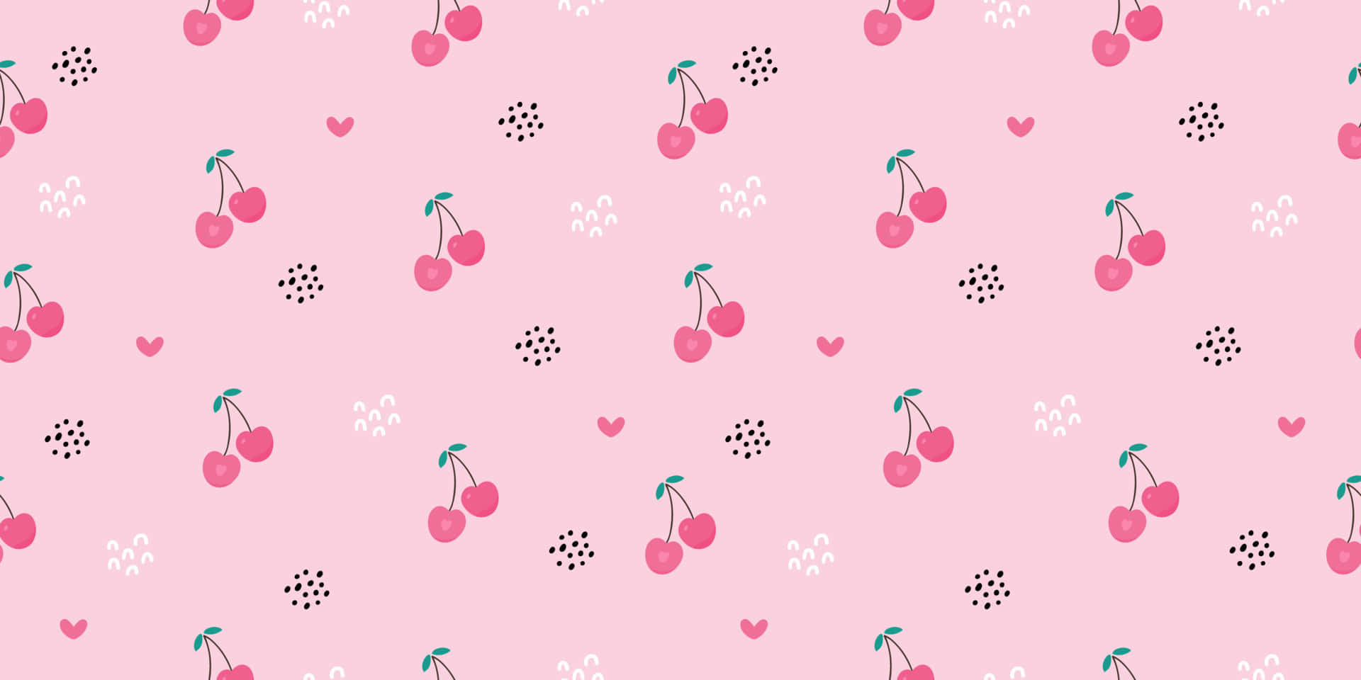 kawaii pastel laptop, pink pattern, cherries, Full HD Desktop Wallpaper