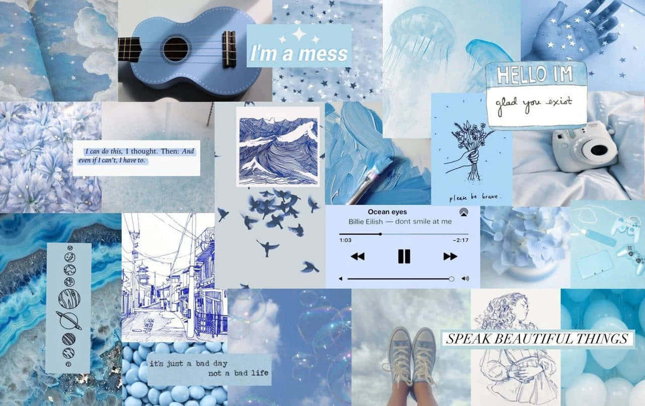 blue, white, collage, HD Desktop Wallpaper