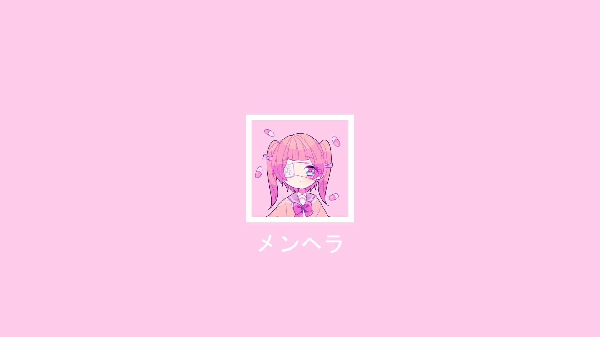 kawaii pastel laptop, pink hair, mask, Full HD Desktop Wallpaper