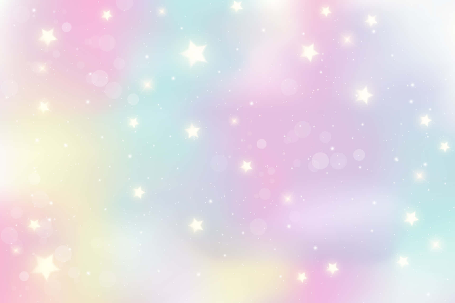 kawaii pastel laptop, pastel gradient sky, glowing stars, Full HD Desktop Wallpaper