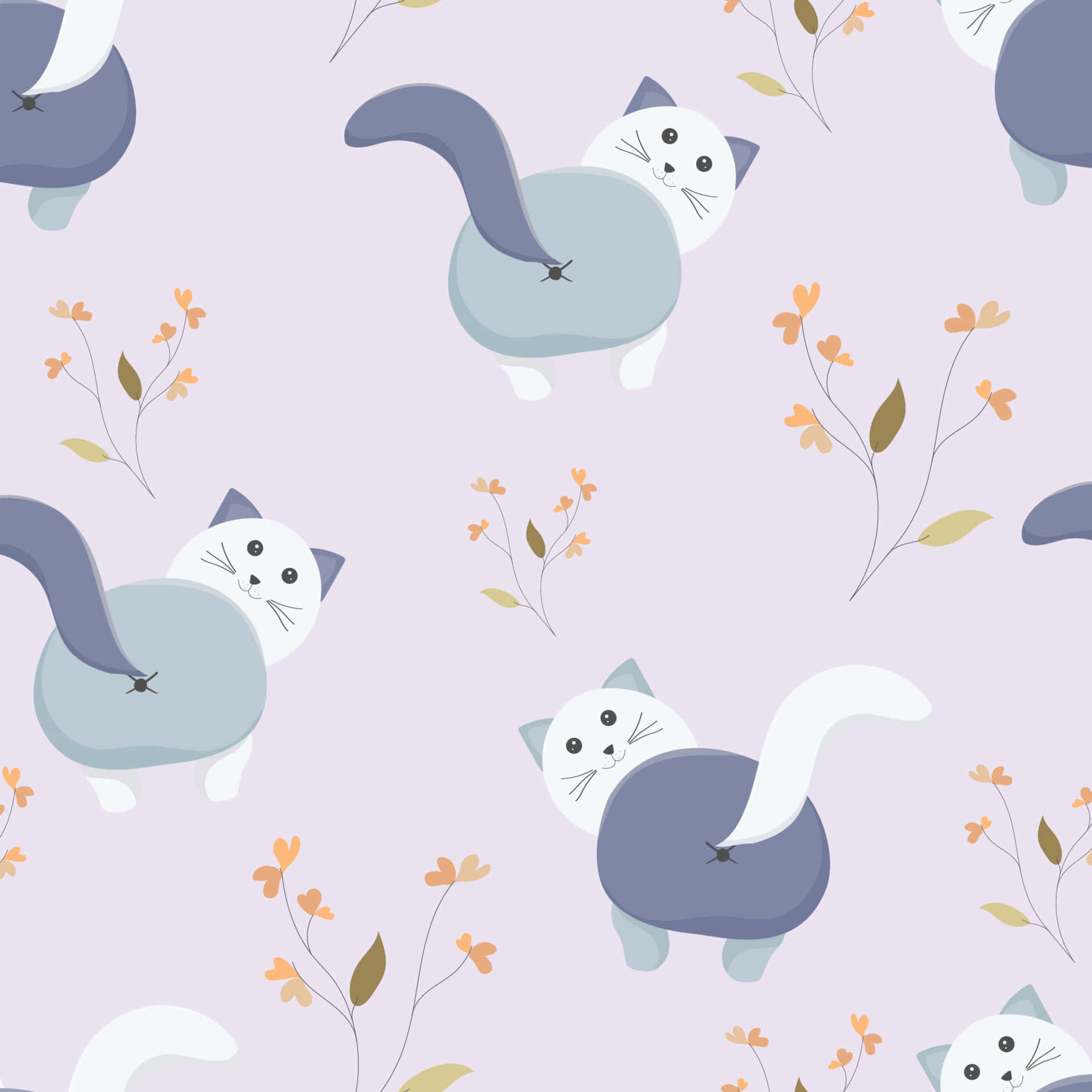 kawaii pastel laptop, pastel lavender, orange flowers, Full HD Desktop Wallpaper