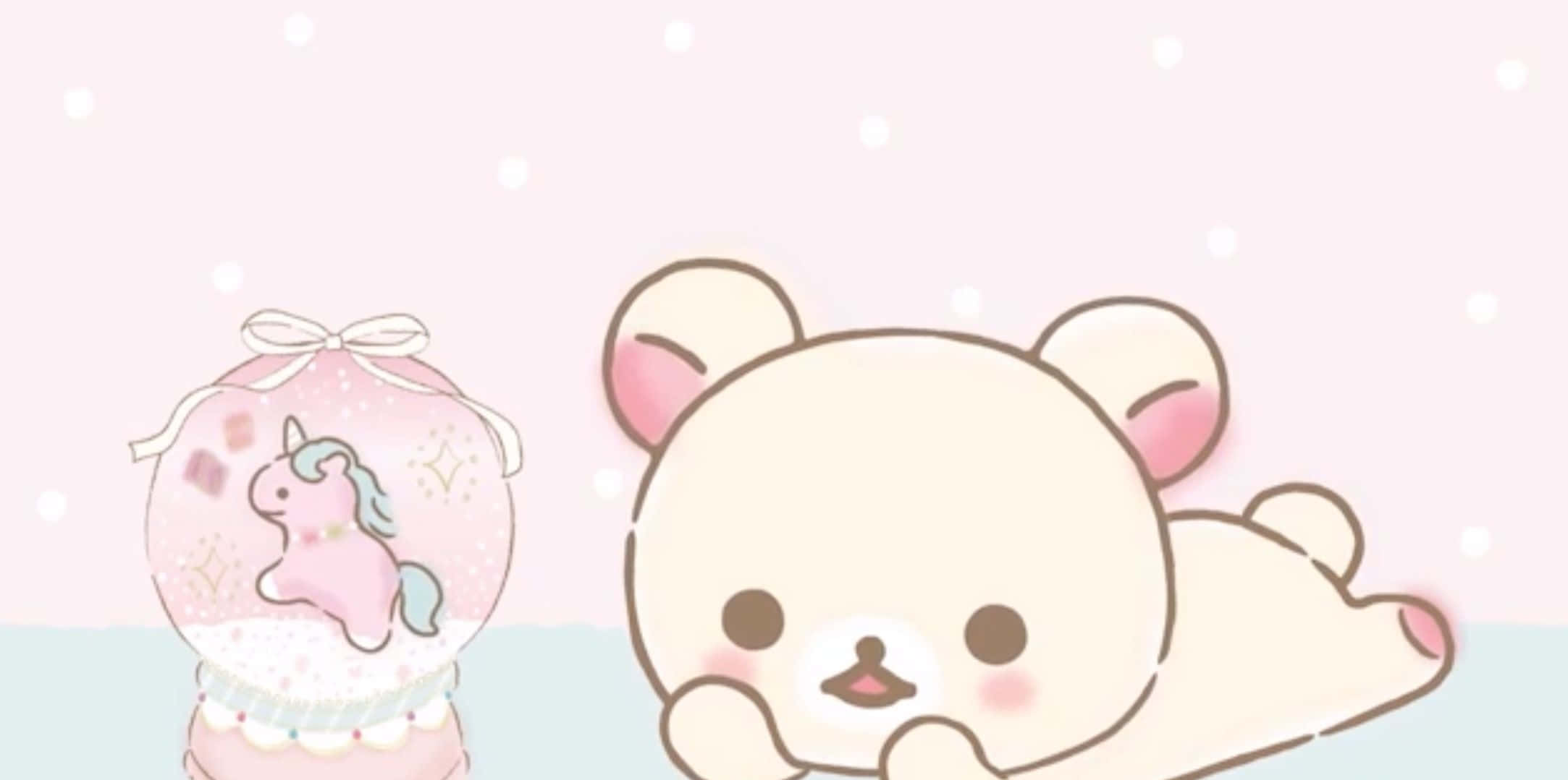pastel bear, snow globe, pink unicorn, Full HD Desktop Wallpaper