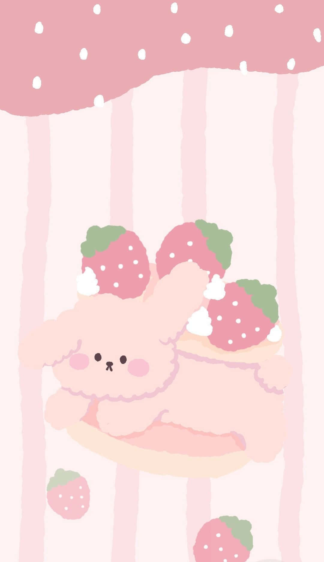 pink bunny, strawberry ears, pink striped hammock, HD Phone Wallpaper