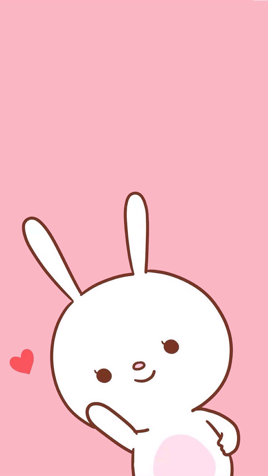 cute pastel pink bunny aesthetic, white cartoon rabbit, brown outline, Full HD Phone Wallpaper