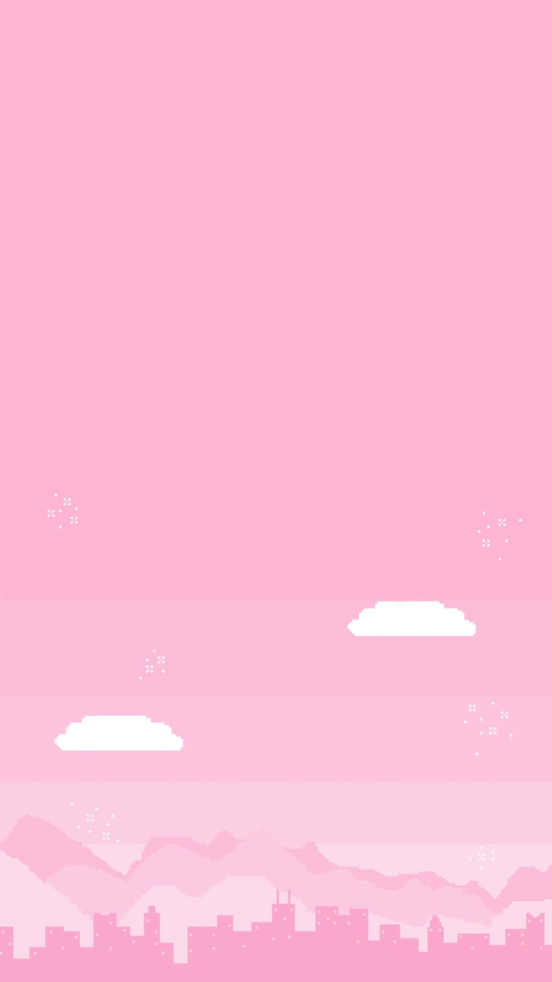 pastel pink skyline aesthetic, minimalist pink gradient, white clouds, Full HD Phone Wallpaper