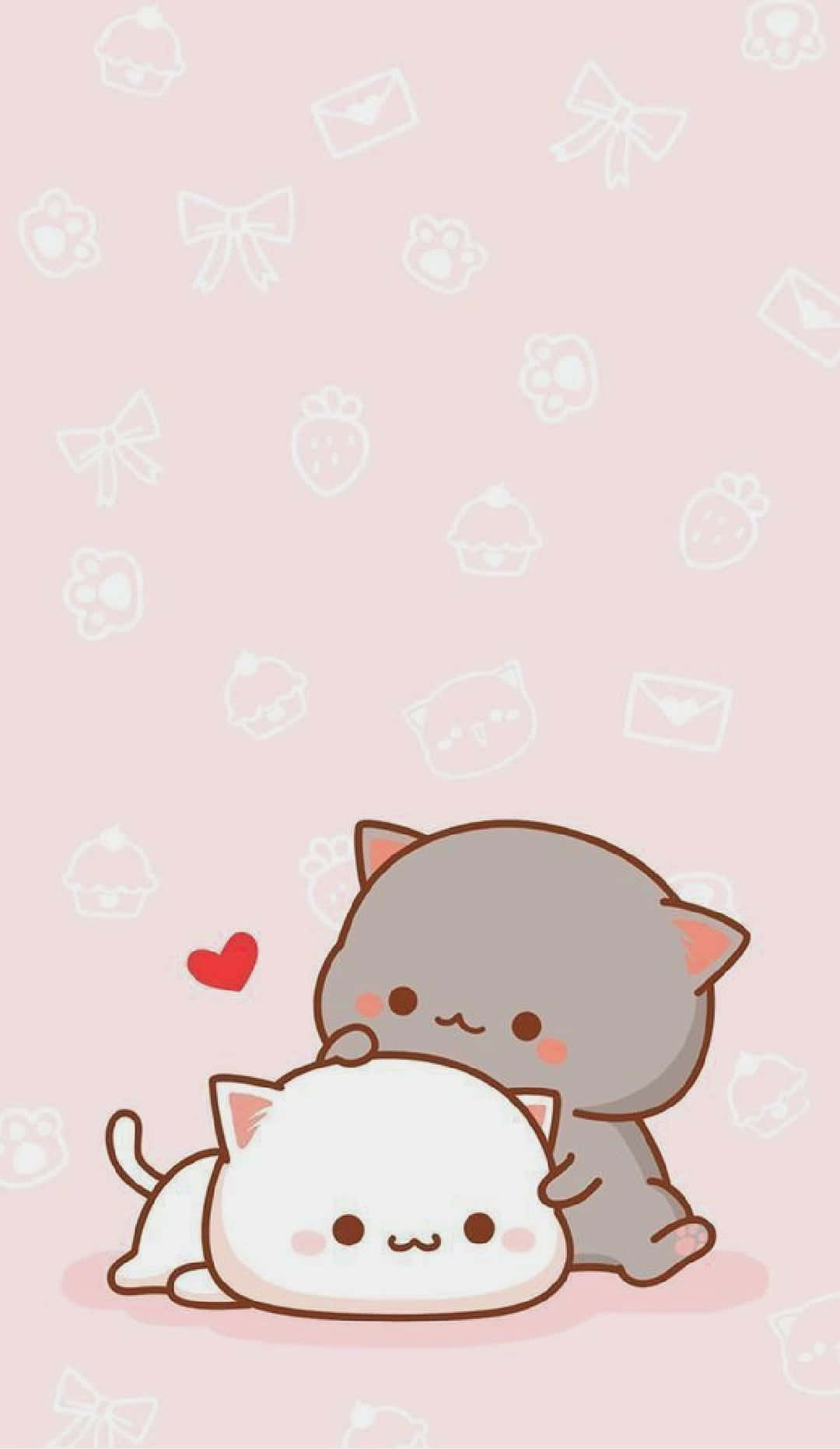 kawaii cat, white cat, pink background, HD Phone Wallpaper