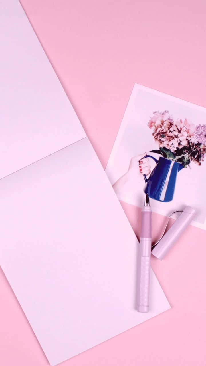 pastel pink, blue mug, pink flowers, HD Phone Wallpaper