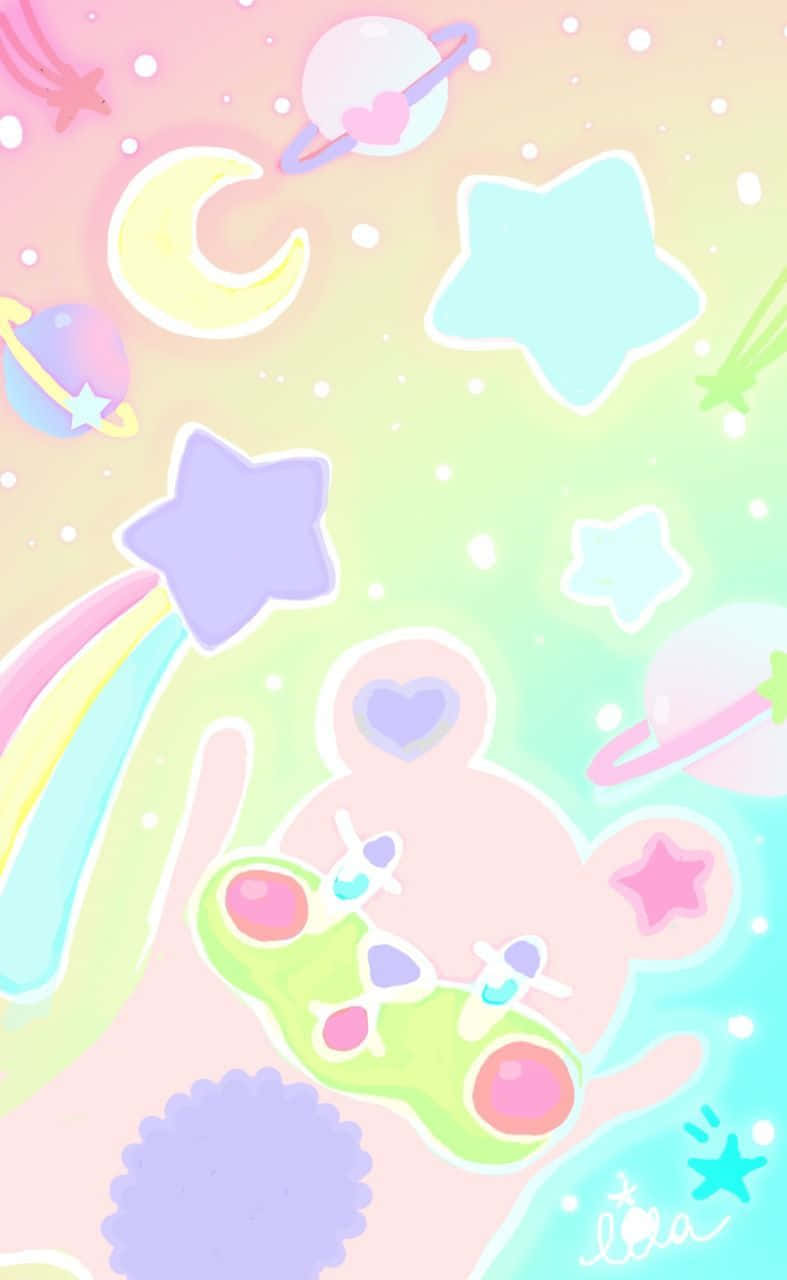 pastel-colored, cartoon bear, heart eyes, HD Phone Wallpaper