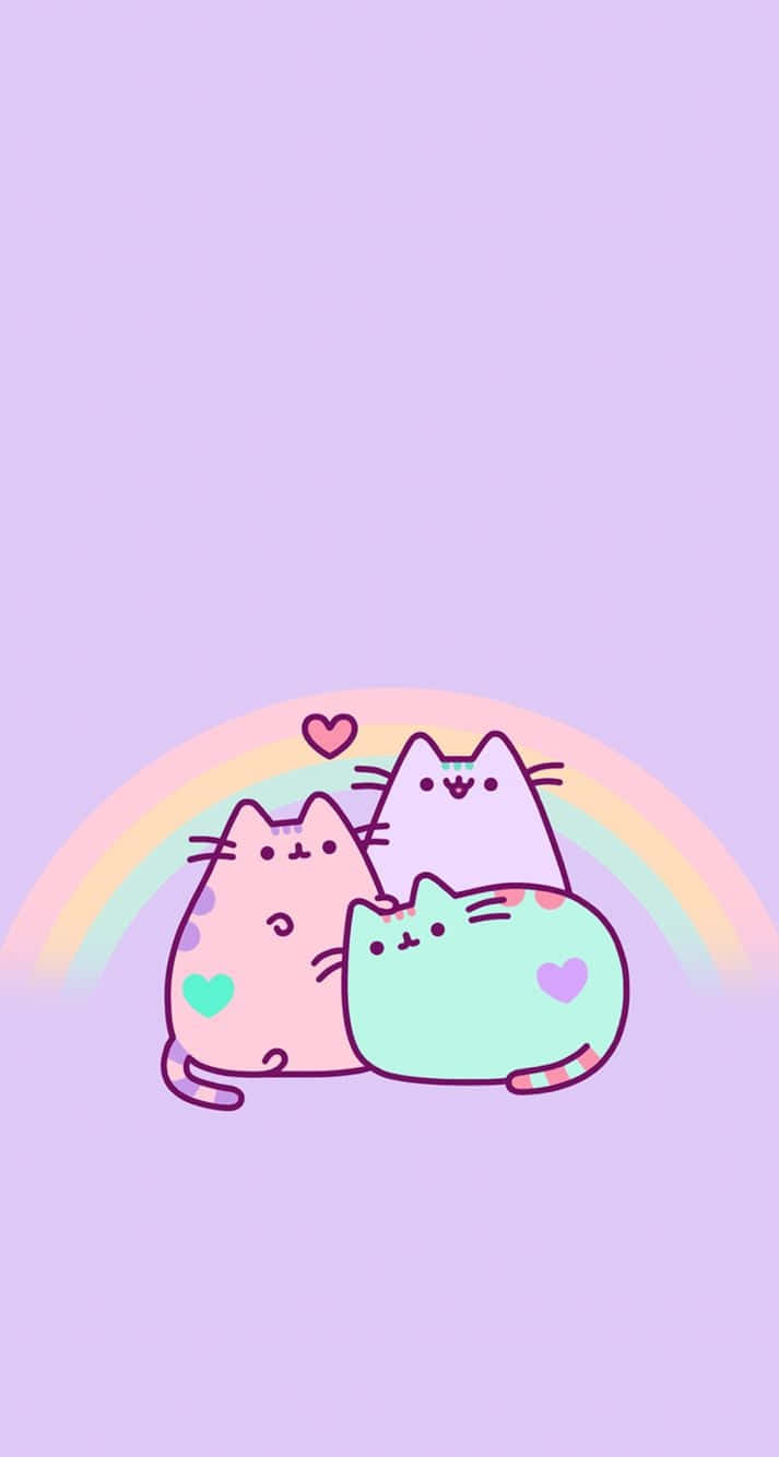 kawaii pastel, pastel cats, rainbow, HD Phone Wallpaper