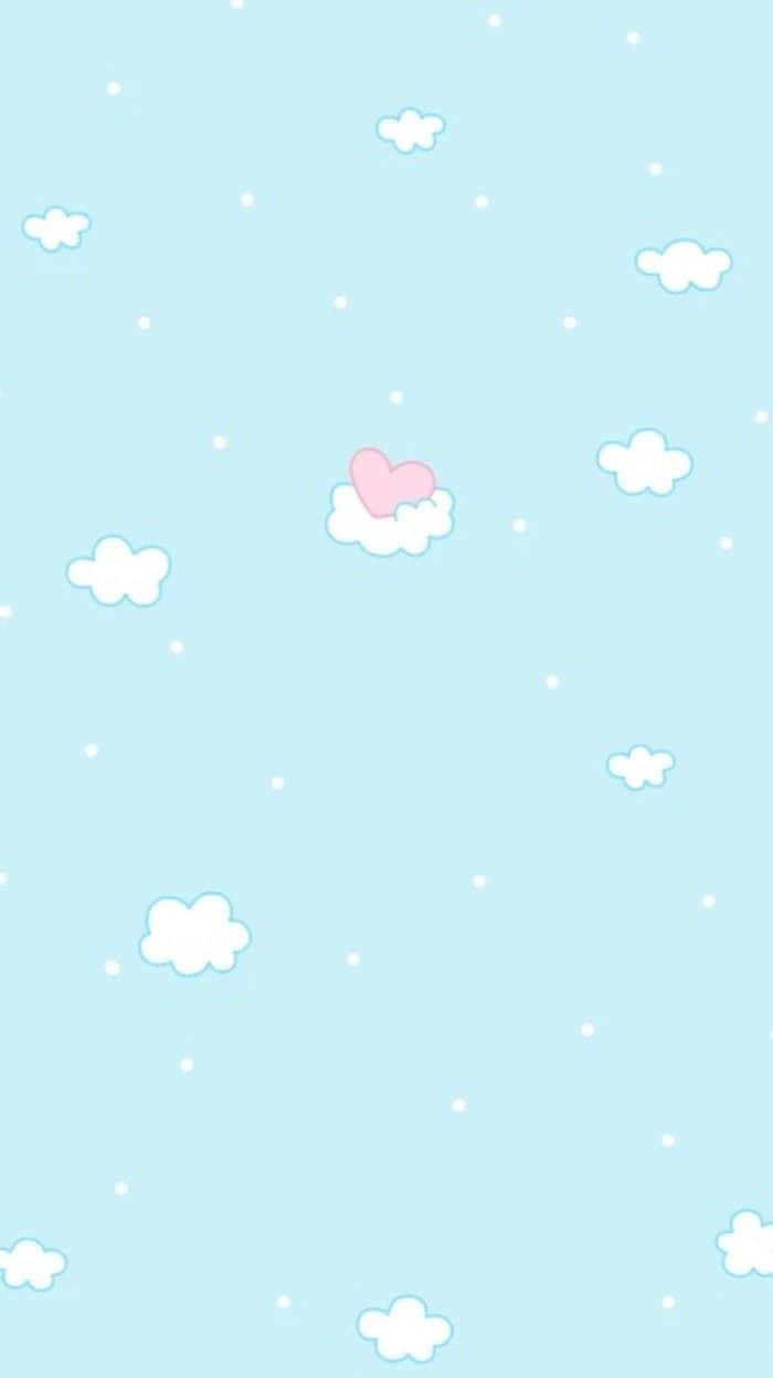Kawaii Pastel, pastel blue sky, fluffy white clouds, SD Phone Wallpaper