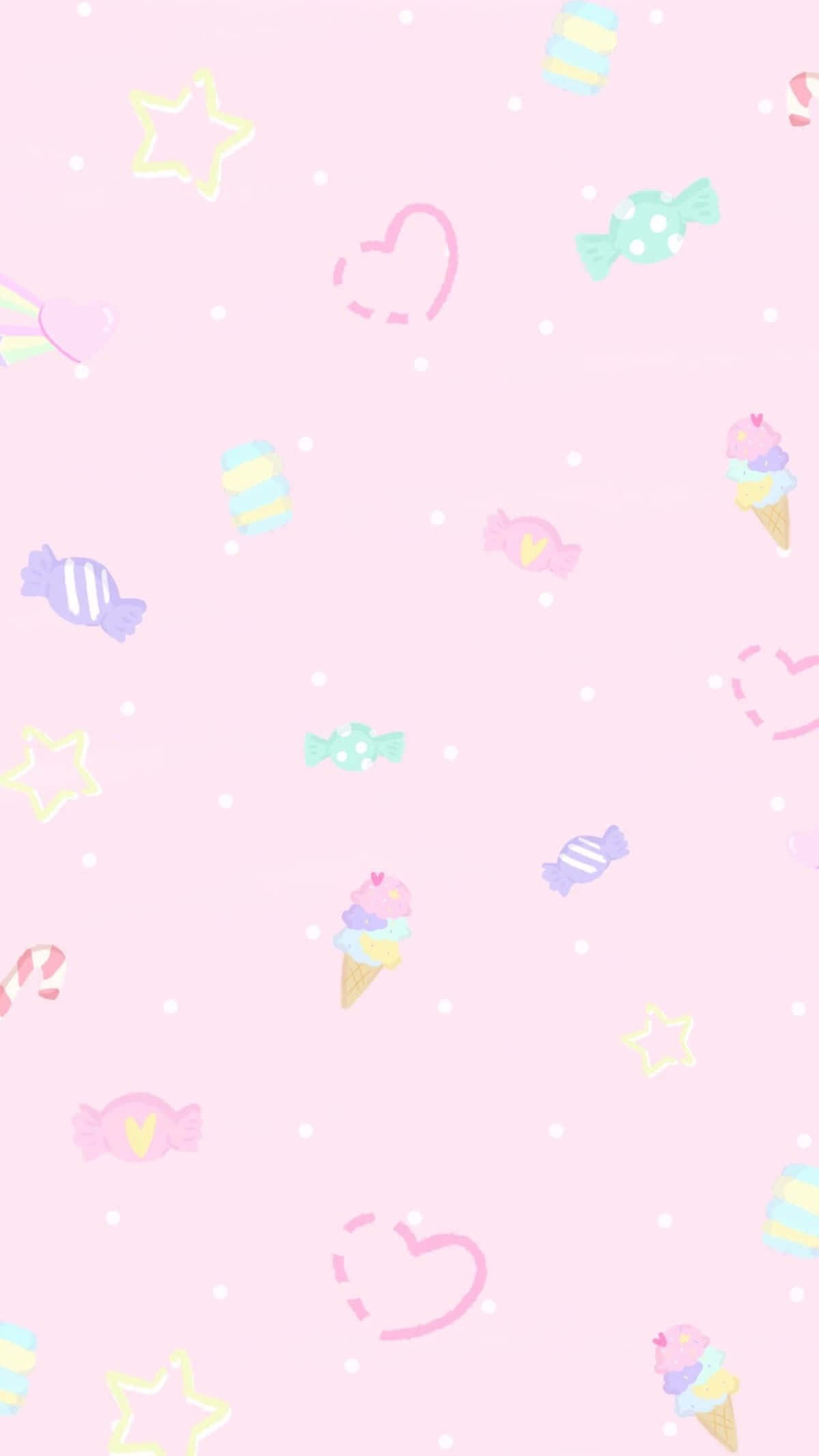 pastel pink, cute candy hearts, ice cream, Full HD Phone Wallpaper