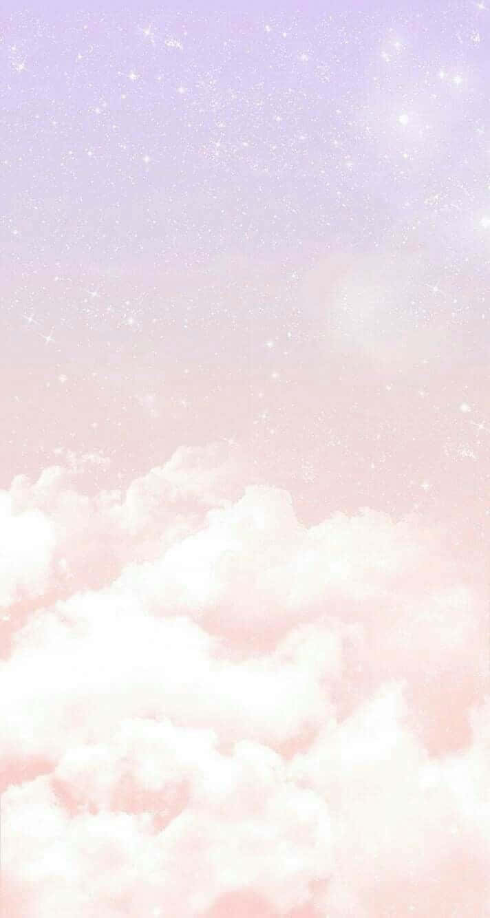pastel pink, lavender sky, glittering stars, HD Phone Wallpaper