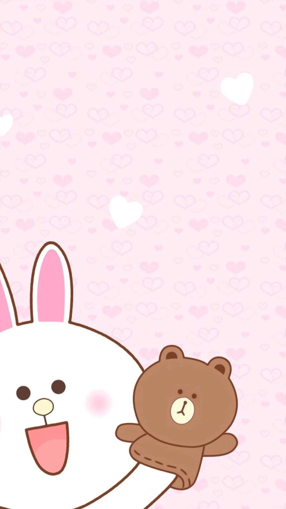 kawaii pastel, white rabbit, brown bear, Full HD Phone Wallpaper
