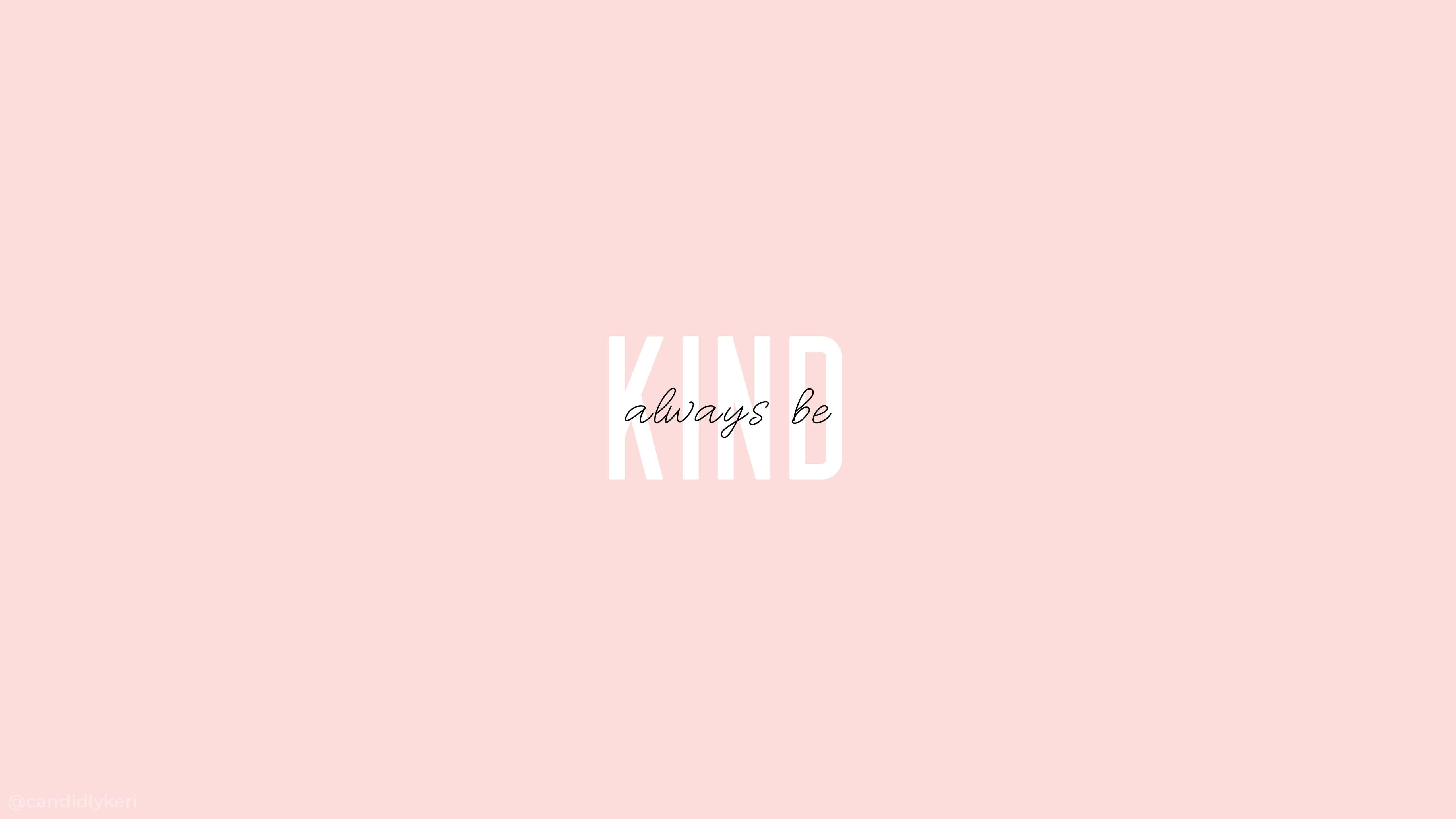 kawaii pink aesthetic desktop, soft pink background, bold white letters, 5K Desktop Wallpaper