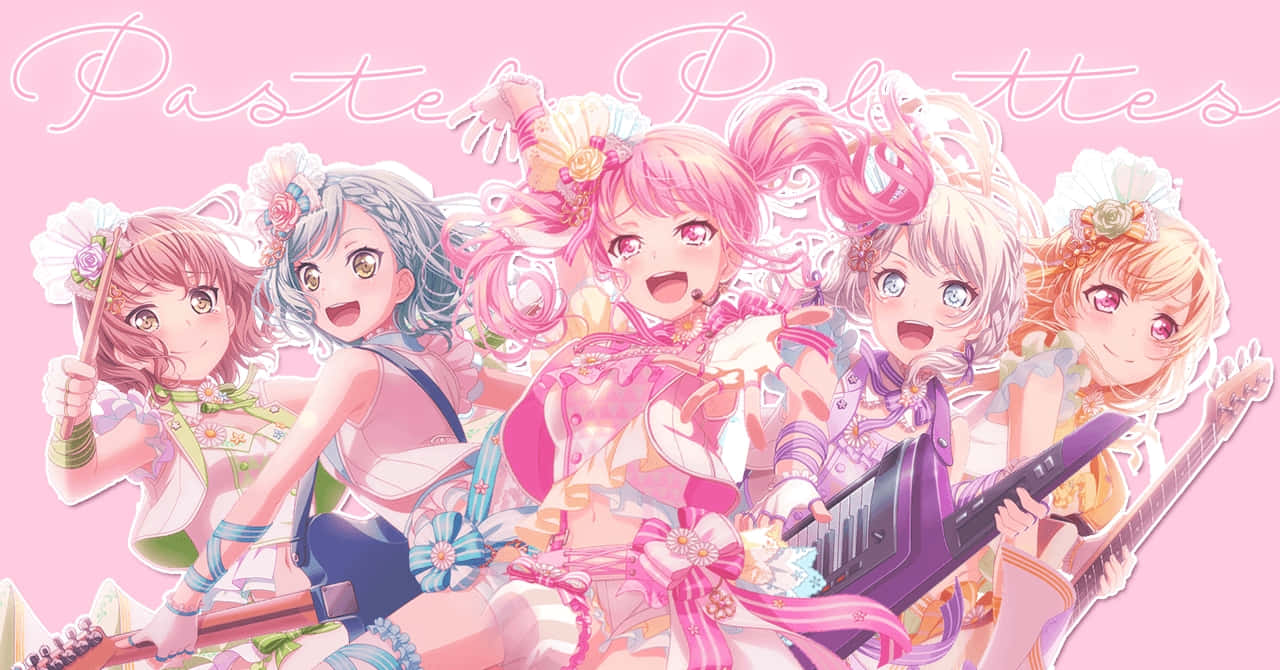 kawaii pink aesthetic desktop, anime girls, colorful hair, HD Desktop Wallpaper