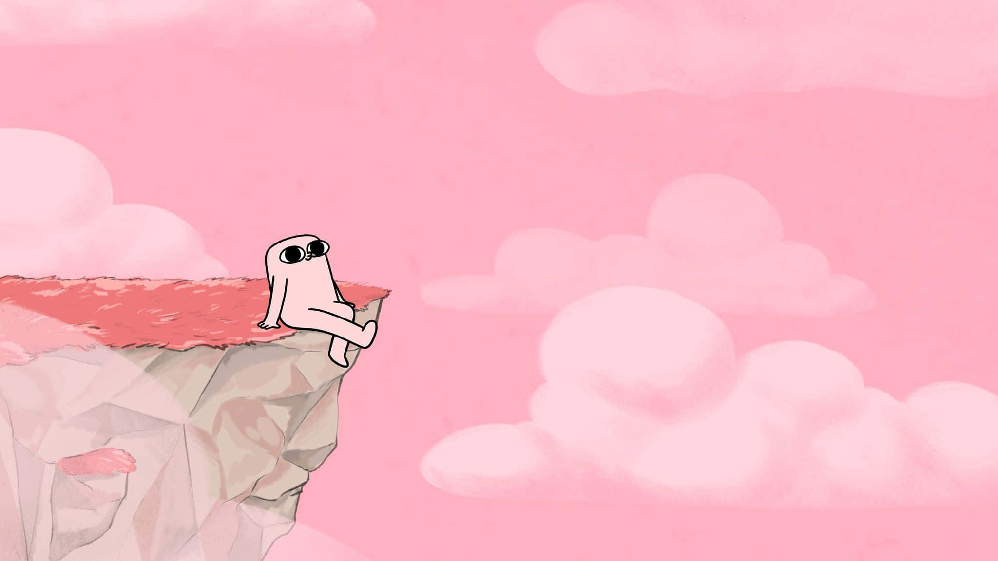 kawaii pink aesthetic desktop, pink cliff edge, soft pink sky, Full HD Desktop Wallpaper