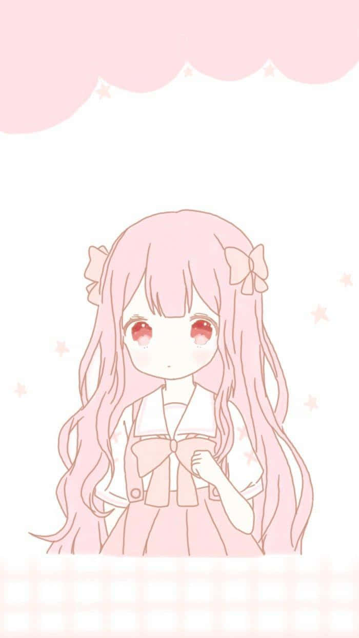 anime girl, long pink hair, red eyes, SD Phone Wallpaper