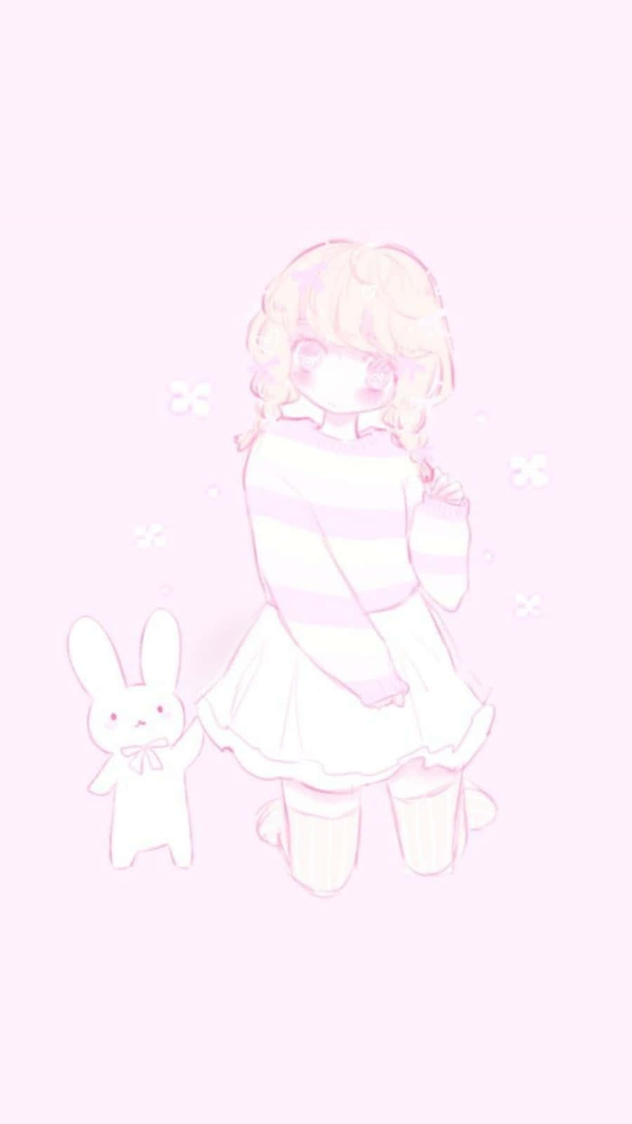 pastel anime girl, curly hair, striped dress, HD Phone Wallpaper