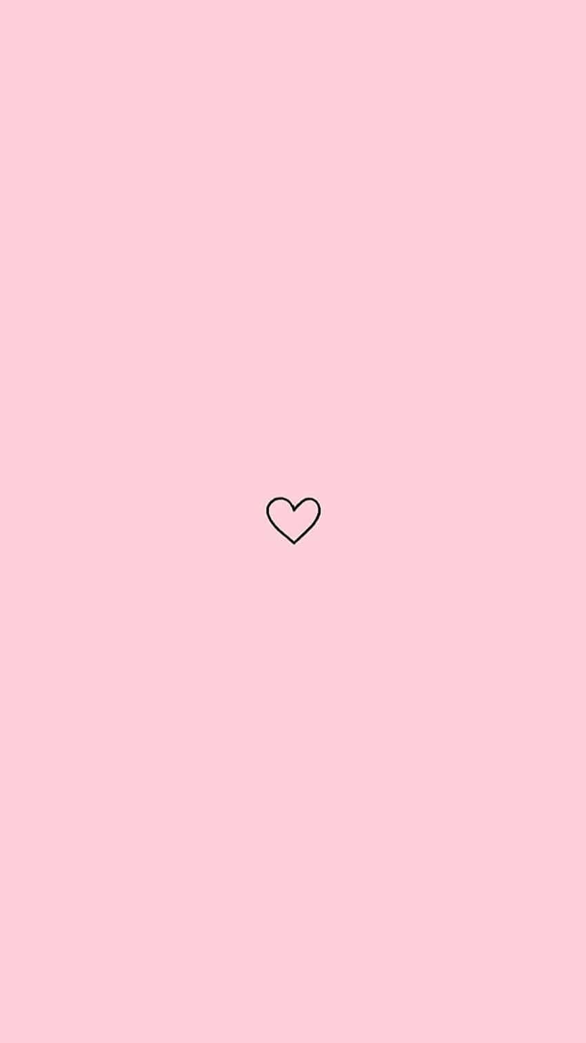 minimalist pink heart, black outline heart, soft pink background, HD Phone Wallpaper