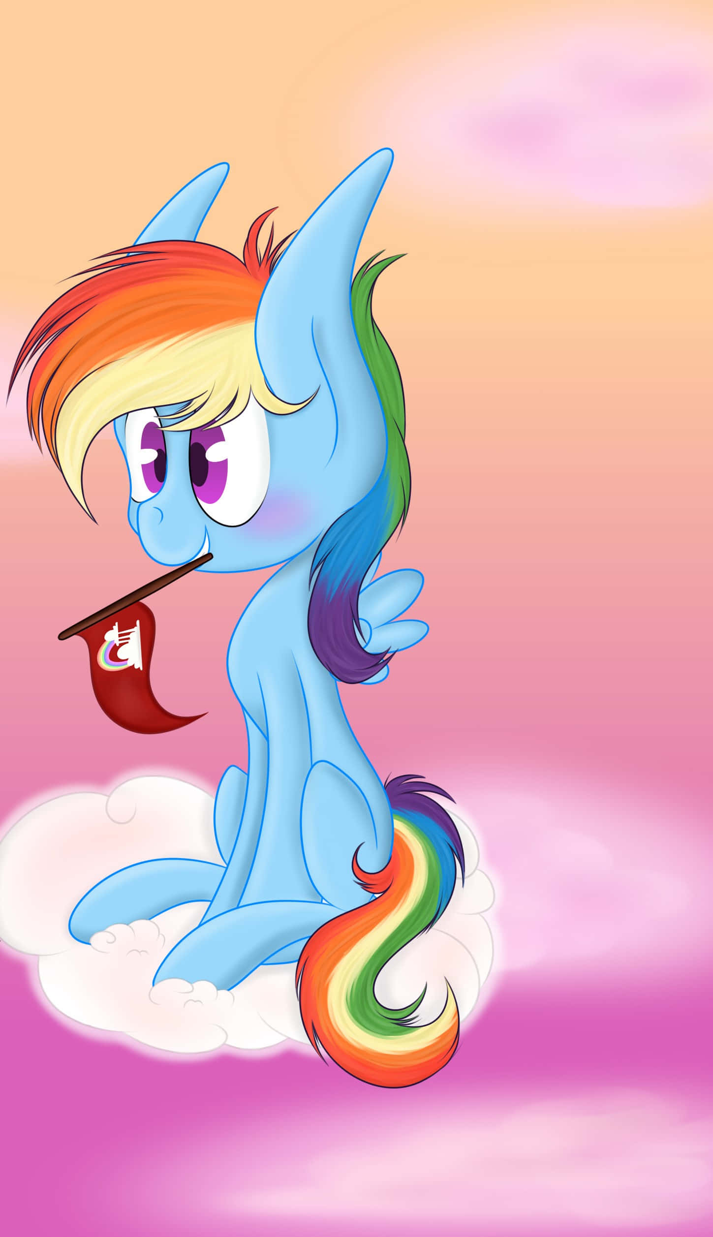 Kawaii Rainbow, blue pony, rainbow mane, Full HD Phone Wallpaper
