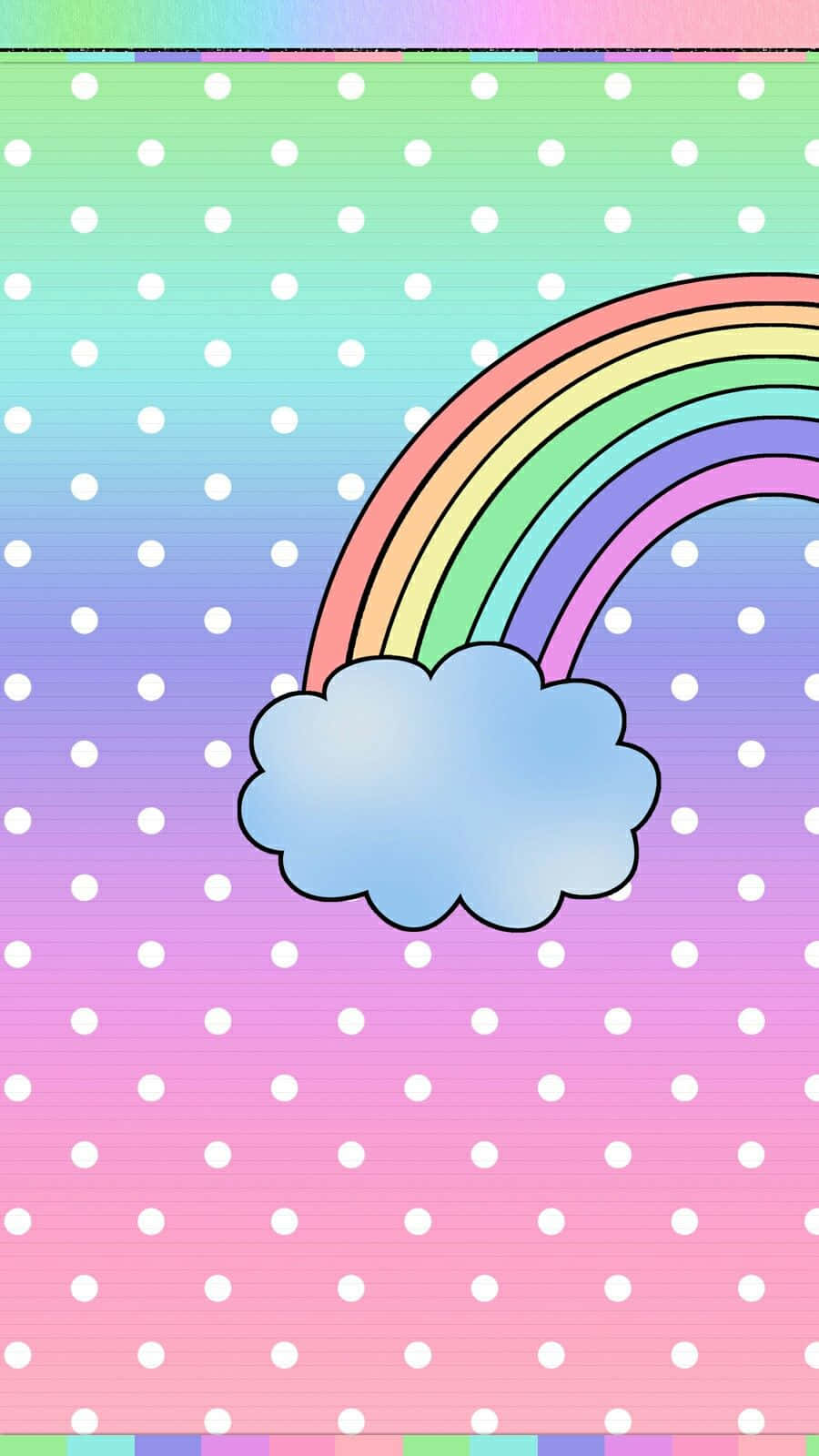 kawaii rainbow, pastel gradient sky, fluffy cloud, HD Phone Wallpaper