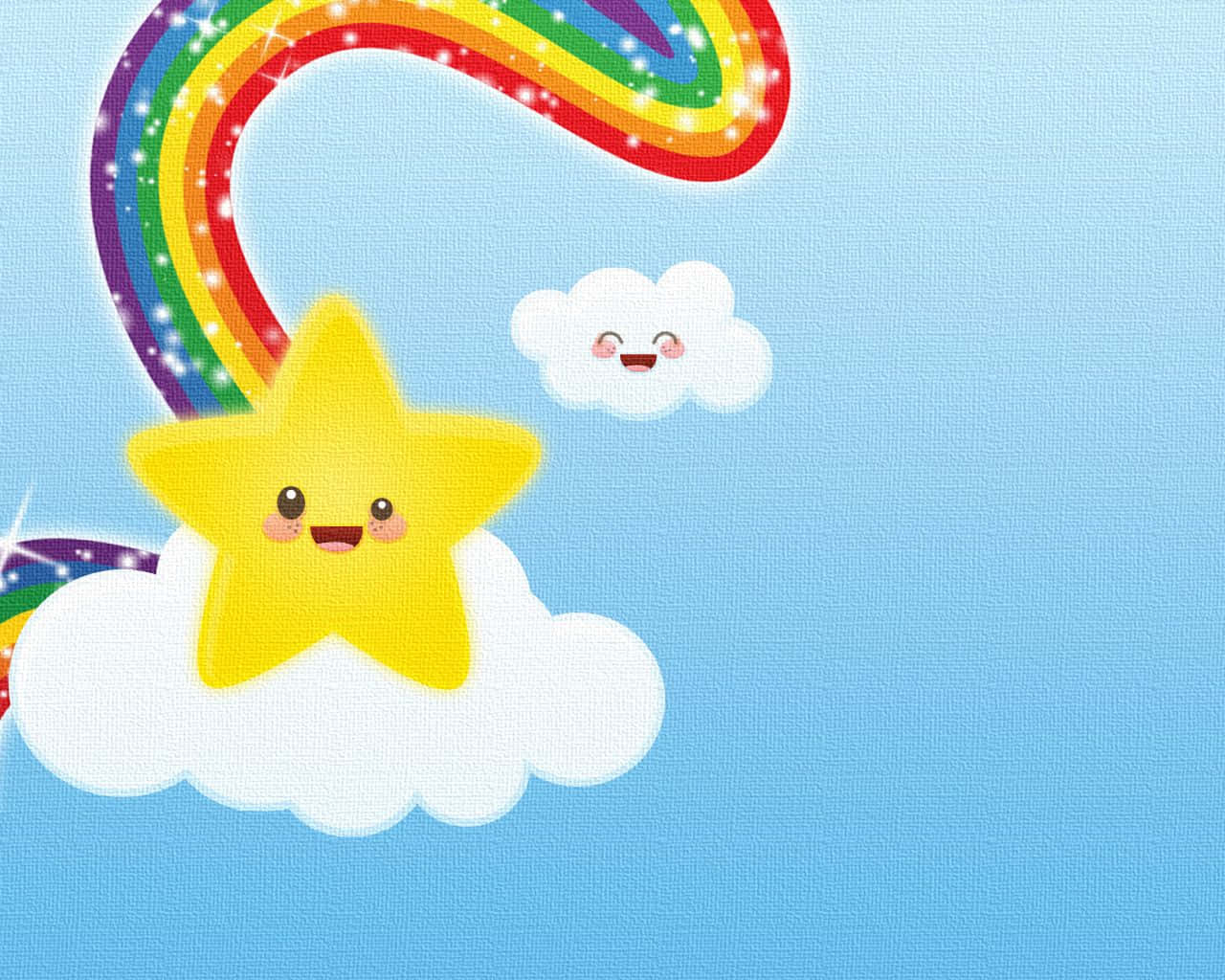 Kawaii Rainbow, yellow star, smiling face, HD Desktop Wallpaper
