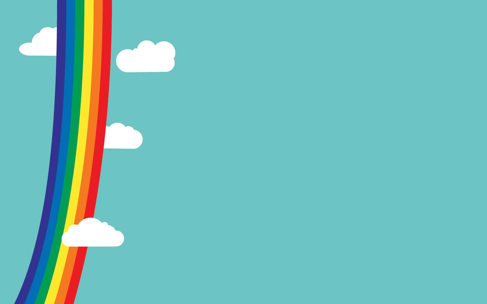 kawaii rainbow, vibrant rainbow, teal sky, HD Desktop Wallpaper