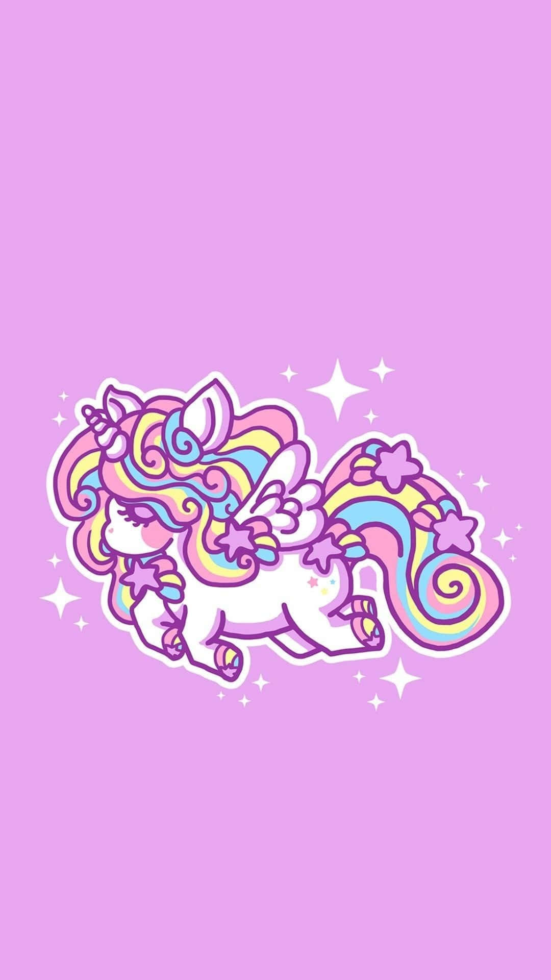 kawaii rainbow, cartoon unicorn, rainbow mane tail, Full HD Phone Wallpaper