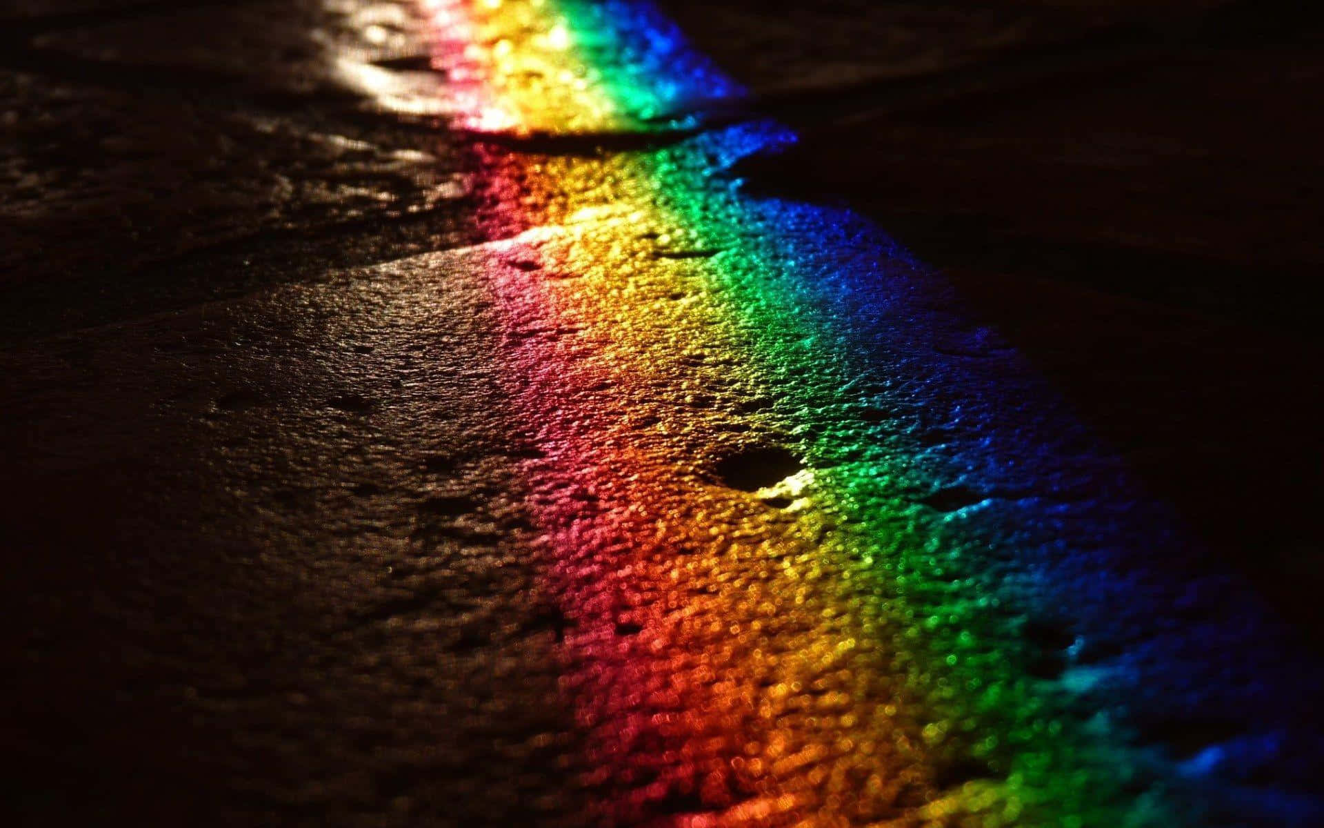 rainbow light spectrum, wet textured pavement, deep shadow, Full HD Desktop Wallpaper