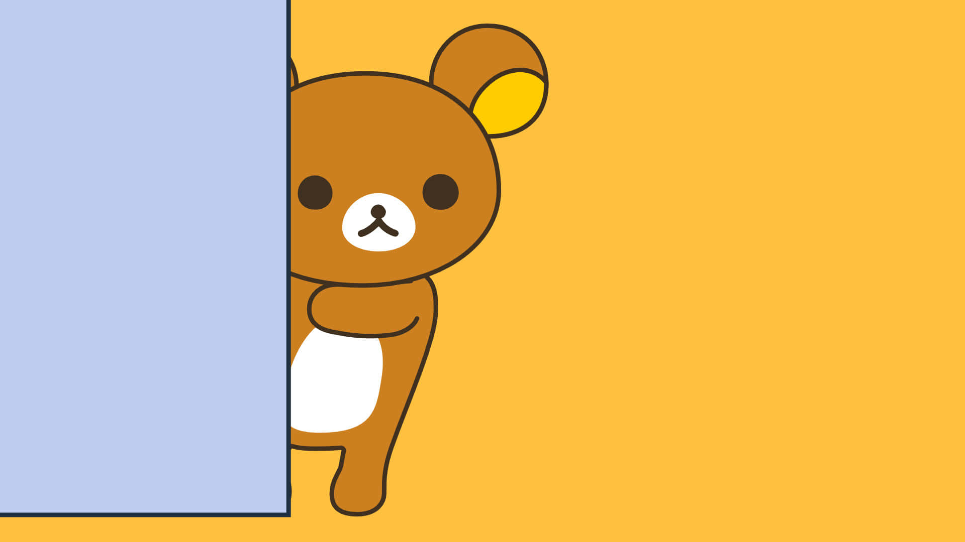 Rilakkuma, brown cartoon bear, blue panel, Full HD Desktop Wallpaper