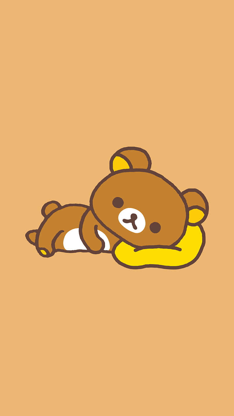 Kawaii Rilakkuma, brown cartoon bear, yellow pillow, HD Phone Wallpaper