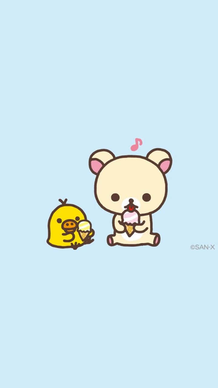 Kawaii Rilakkuma, beige bear, yellow chick, HD Phone Wallpaper
