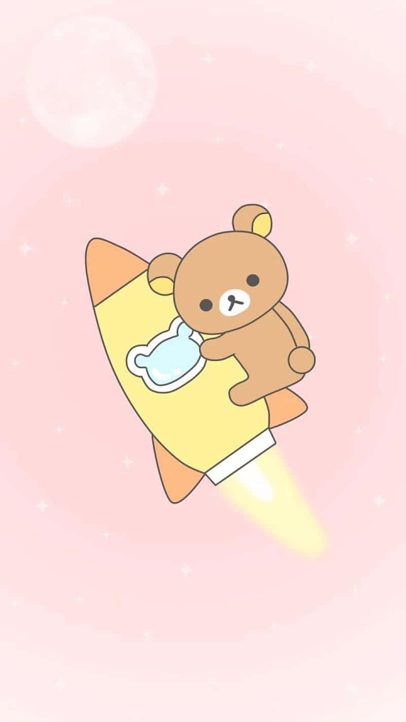 Kawaii Rilakkuma, brown bear, yellow rocket, HD Phone Wallpaper
