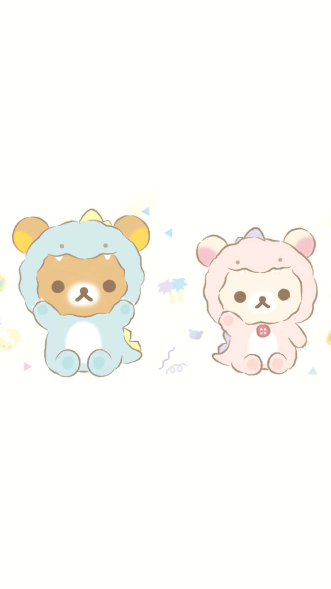 Rilakkuma, pastel dinosaur costumes, colorful confetti, Full HD Phone Wallpaper