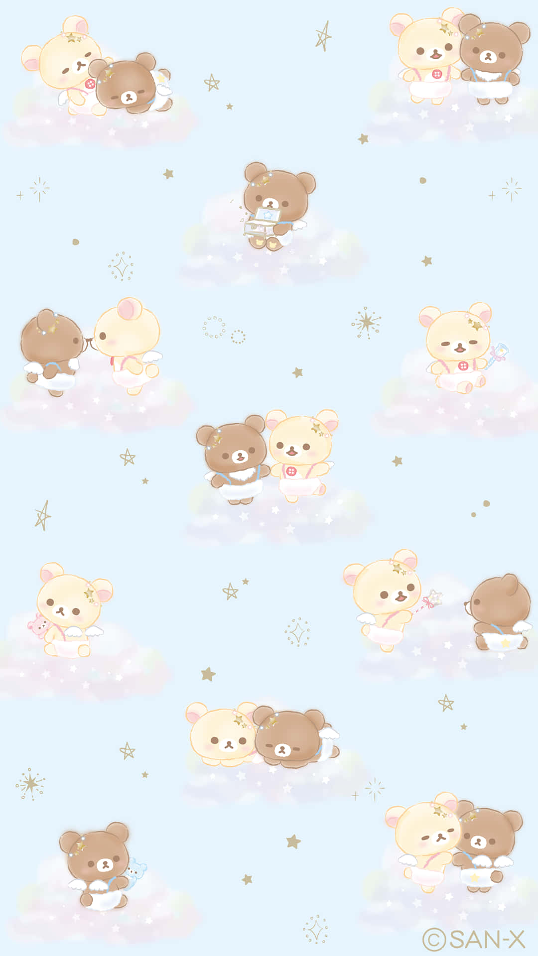 Rilakkuma, angel wings, fluffy clouds, Full HD Phone Wallpaper