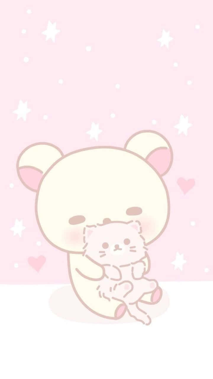 Kawaii Rilakkuma, cream-colored bear, pink ears, HD Phone Wallpaper