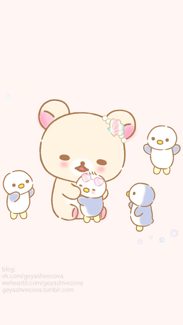 Kawaii Rilakkuma, beige bear, pastel bow, HD Phone Wallpaper