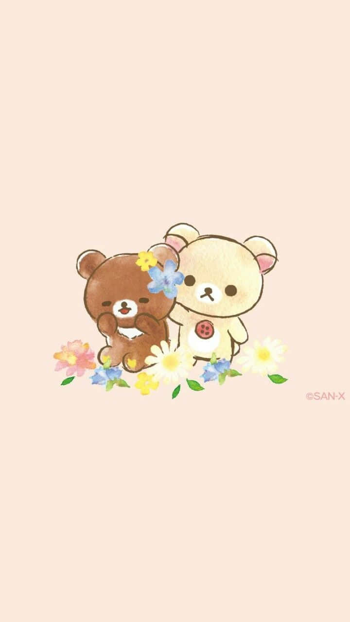 Kawaii Rilakkuma, cartoon bears, colorful flowers, HD Phone Wallpaper